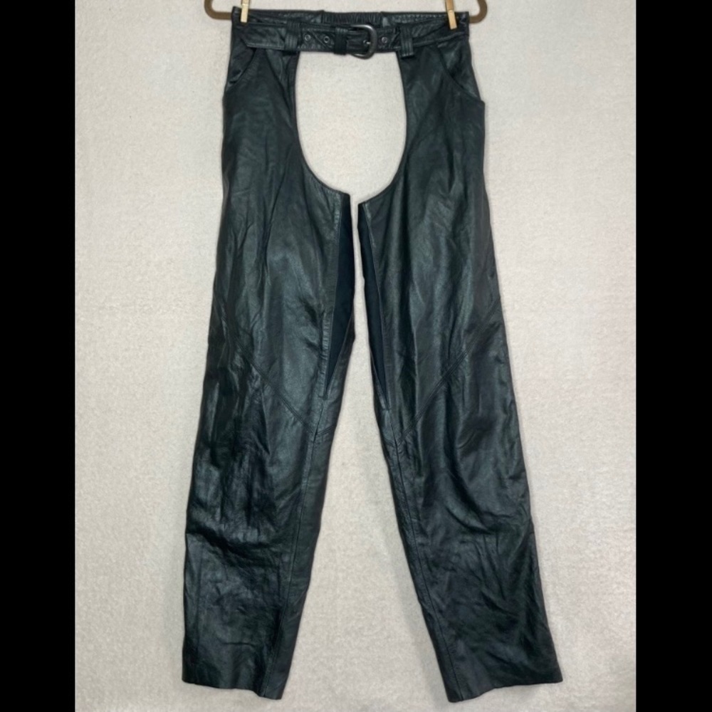 Harley-Davidson Genuine Leather Motorcycle Chaps Adjustable Men’s Moto Biker EUC